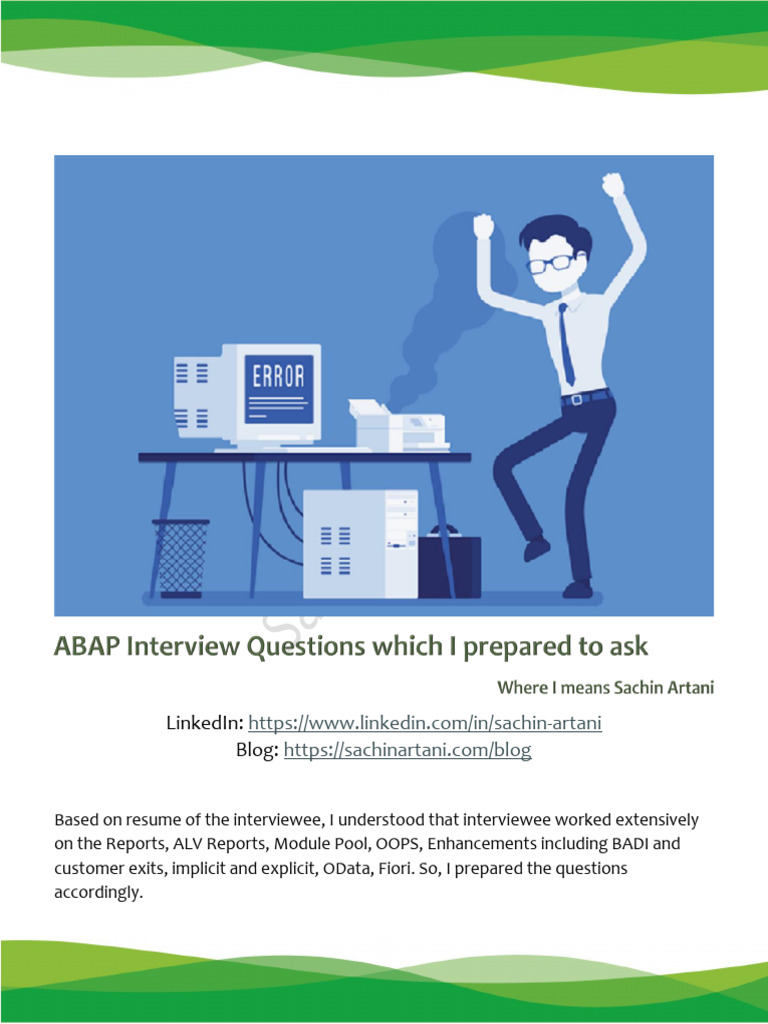 Abap interview questions by sachin artani pdf