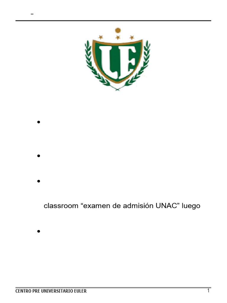 Unac Simulacro de Admision - Pre Euler | PDF