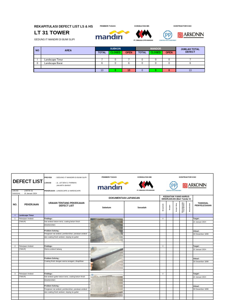 Defect List Ls LT 31 Tower - 260124 New | PDF