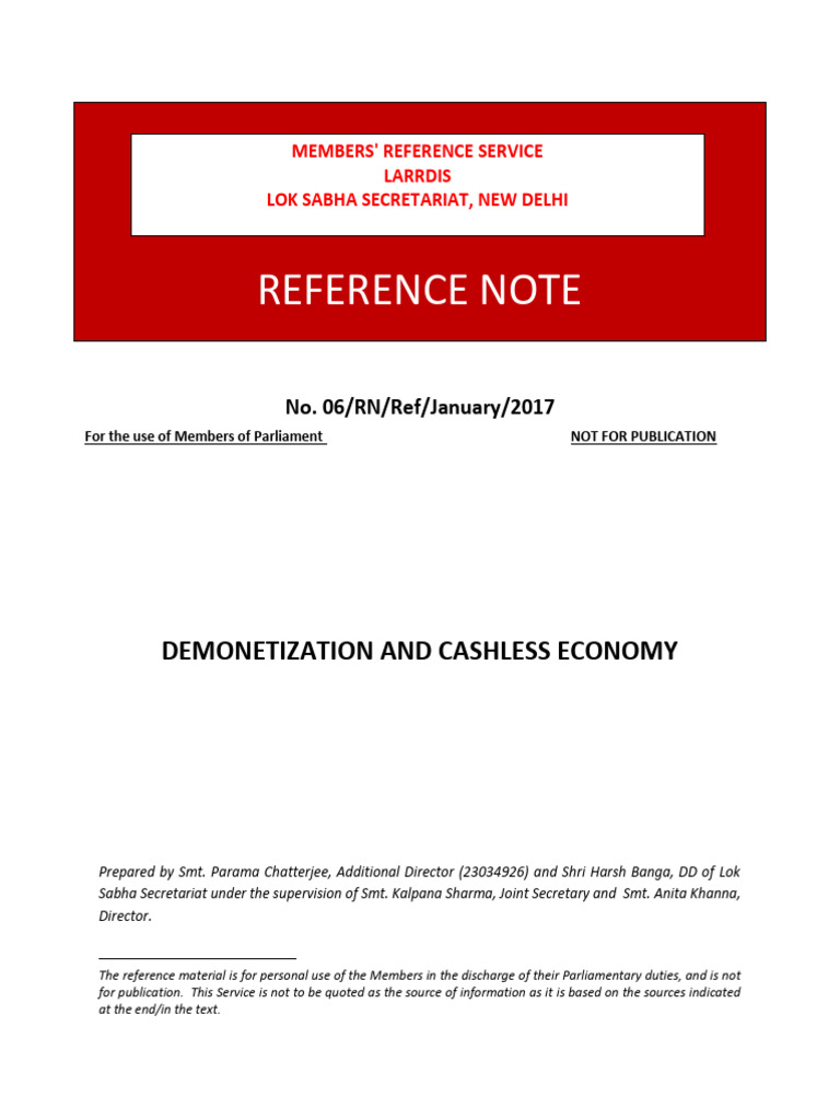 Demonetization & Cashless Economy | PDF | Indian Black Money | Finance ...