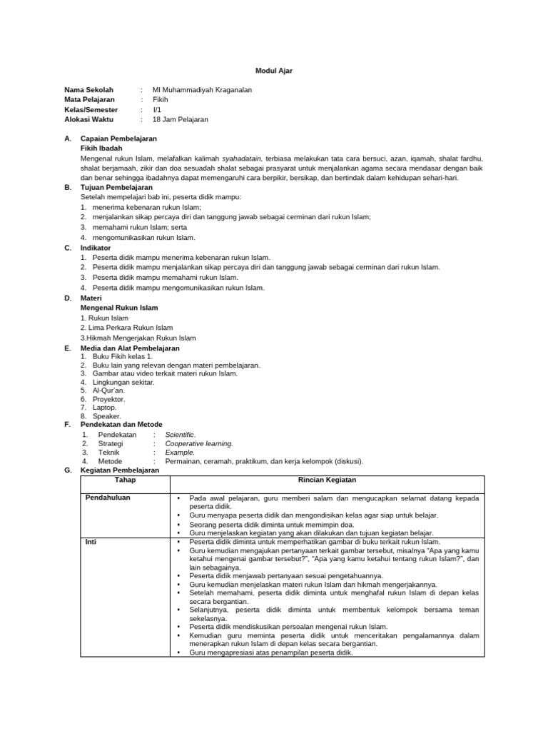 Modul Ajar Fikih Bab 1 Pdf
