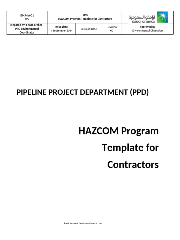 PPD HAZCOM Program Template PDF