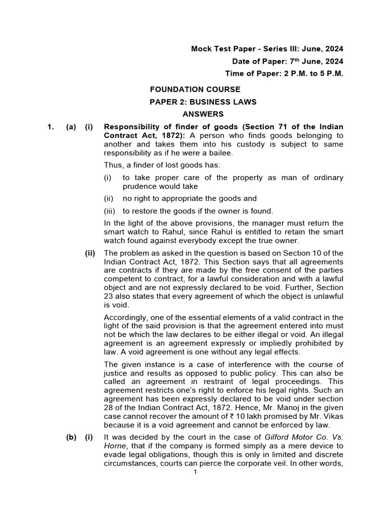 Ca foundation business law a mtp 3 june 2024 castudynotes com pdf