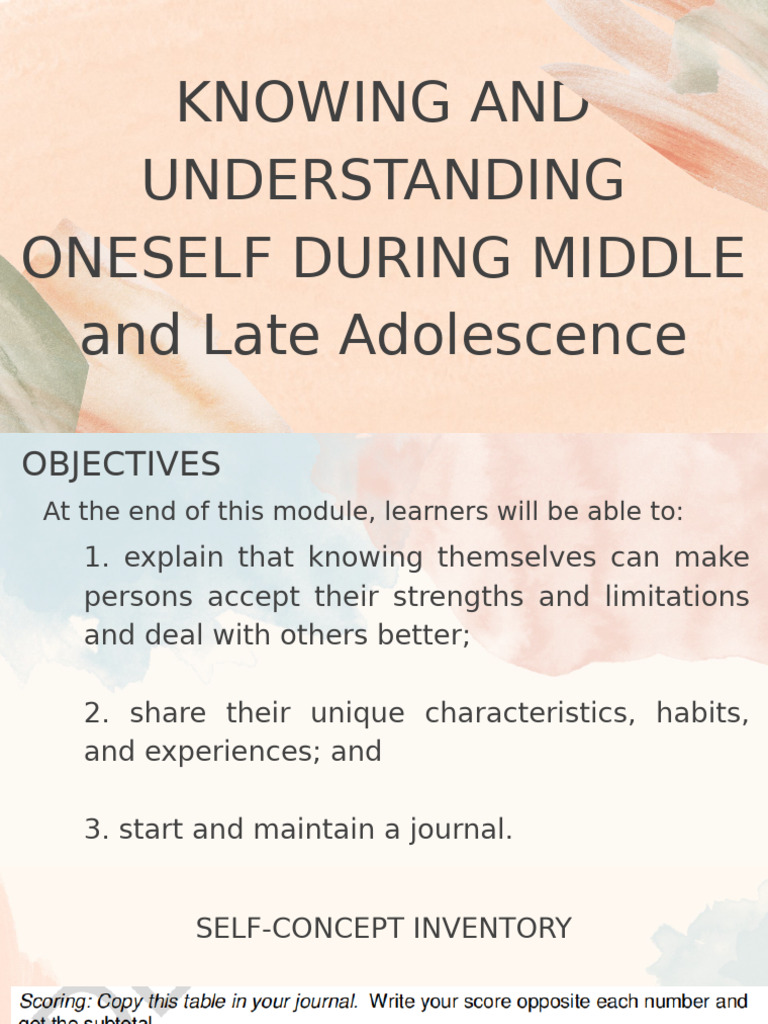Self-Discovery in Adolescence Guide | PDF | Philosophy Of Self | Self ...