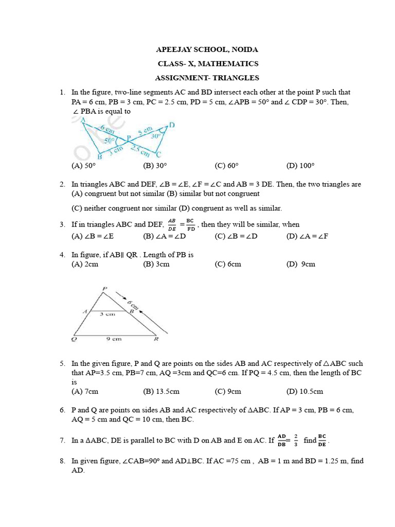 Assignment On Triangles | PDF