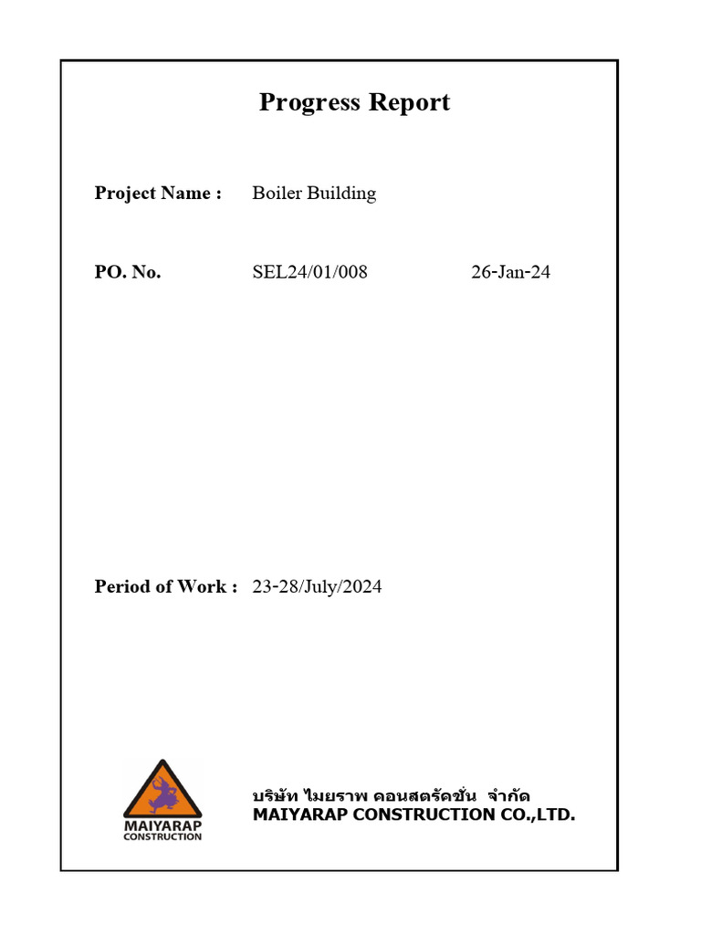 Progress Report Boiler Building Project | PDF