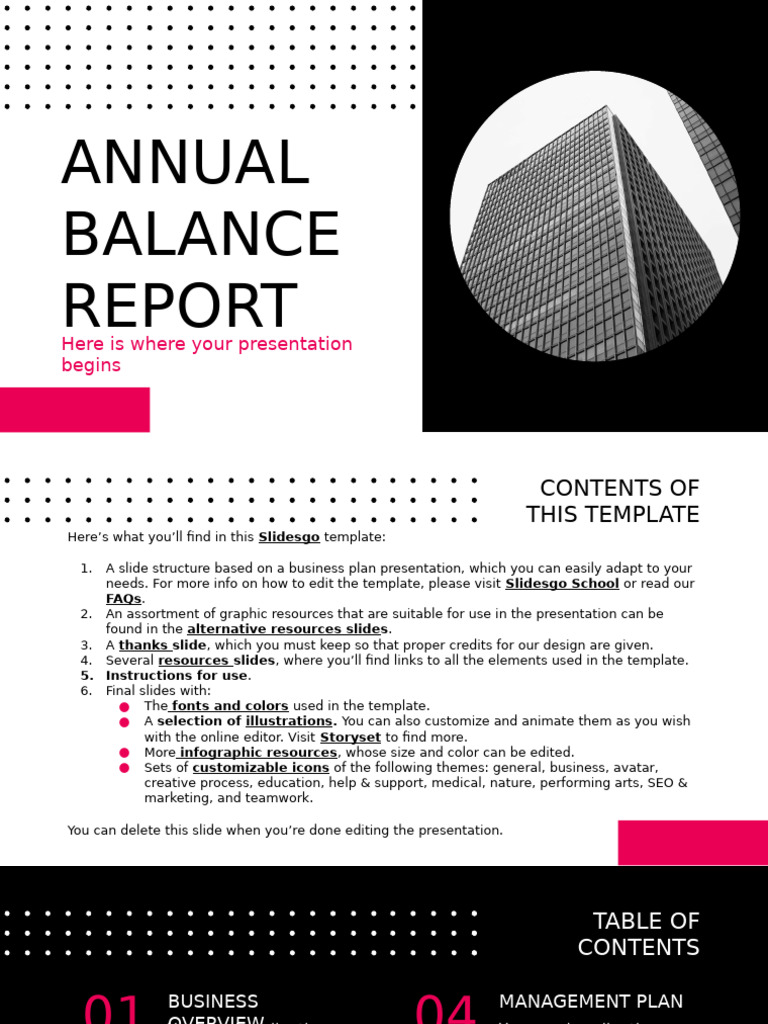 Annual Balance Report XL by Slidesgo | PDF