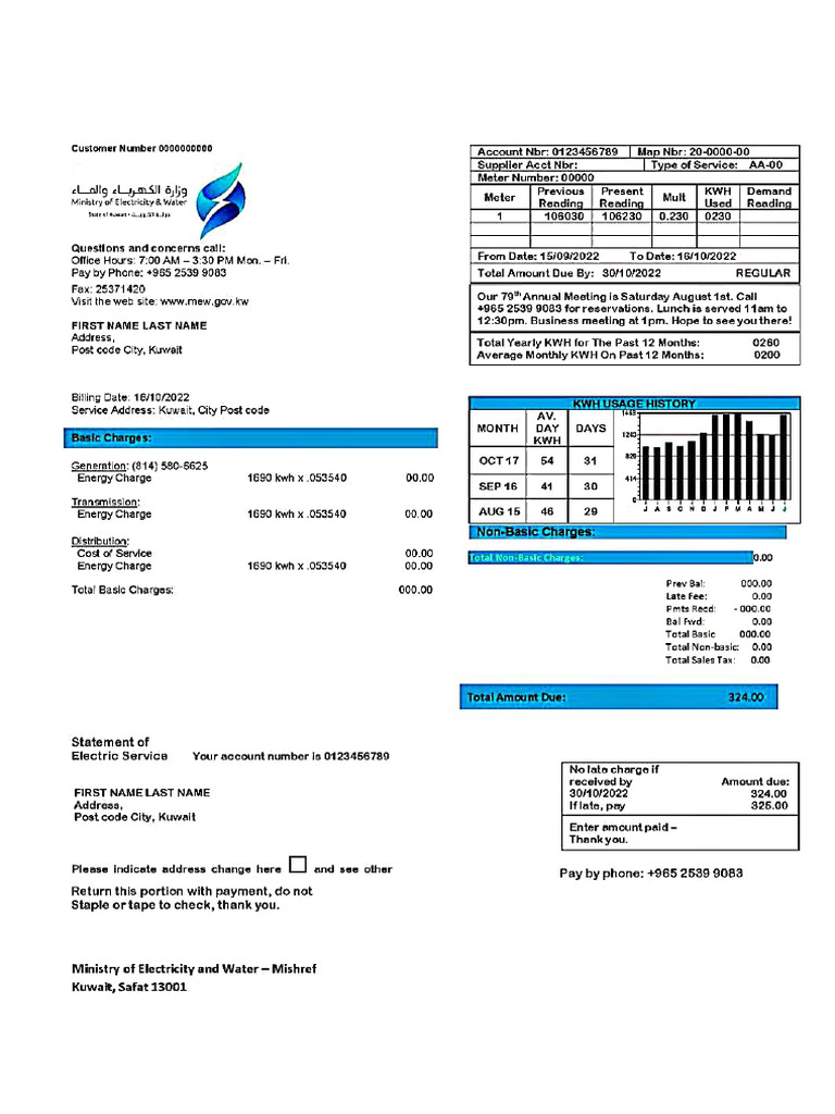 Electric Bill Template | PDF