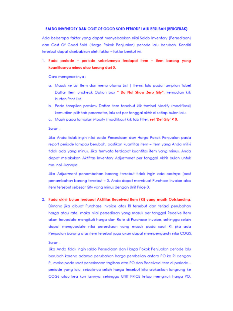 Nilai Inv Dan Cogs Berubah | PDF
