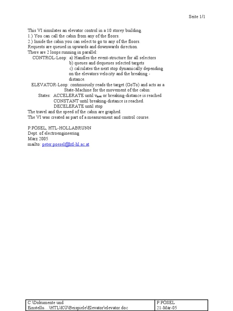 Elevator Control Simulation VI | PDF | Teaching Methods & Materials ...