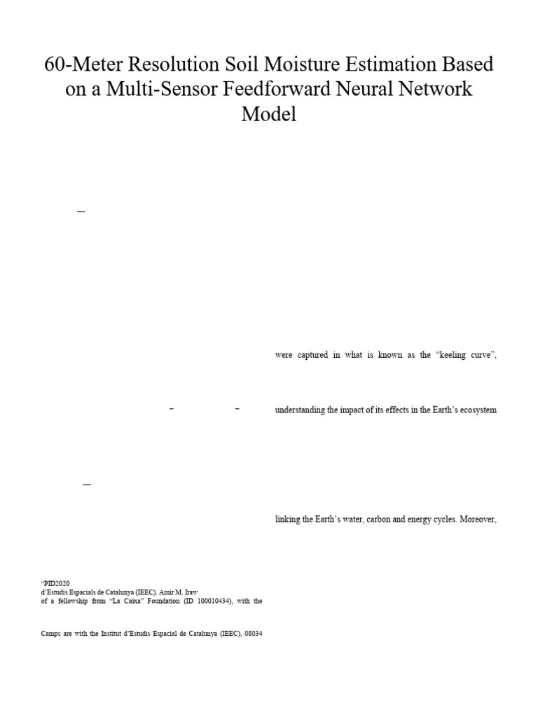 60-Meter Resolution Soil Moisture Estimation Based | PDF