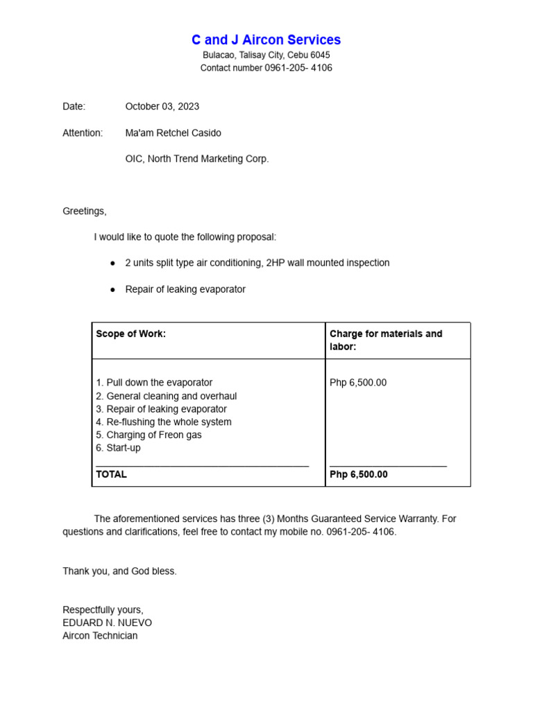 C and J Quotation | PDF | Technology & Engineering