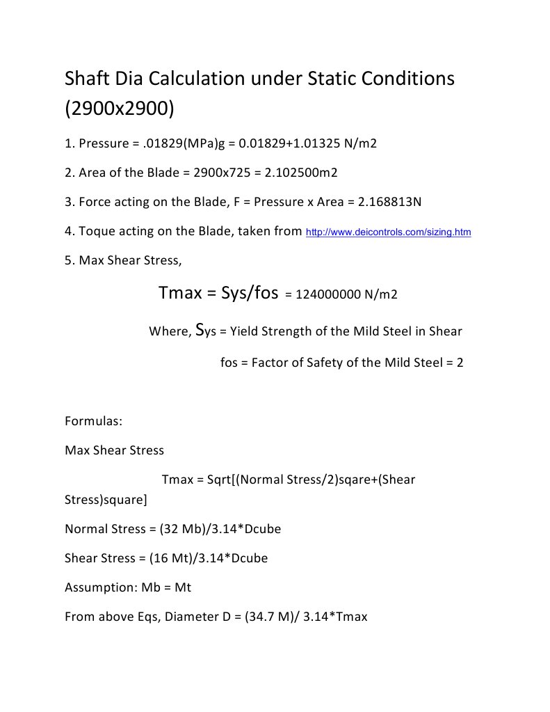 Shaft Diameter Calculation PDF
