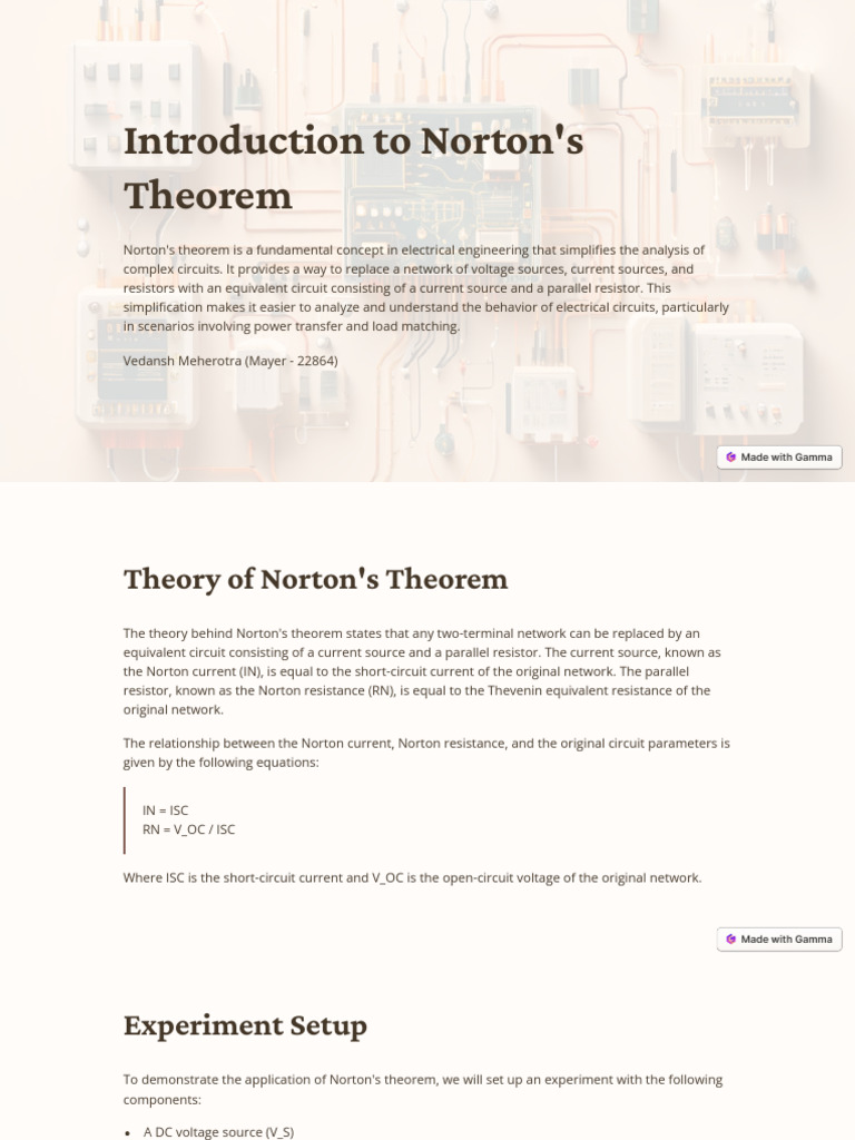 Introduction To Nortons Theorem | PDF