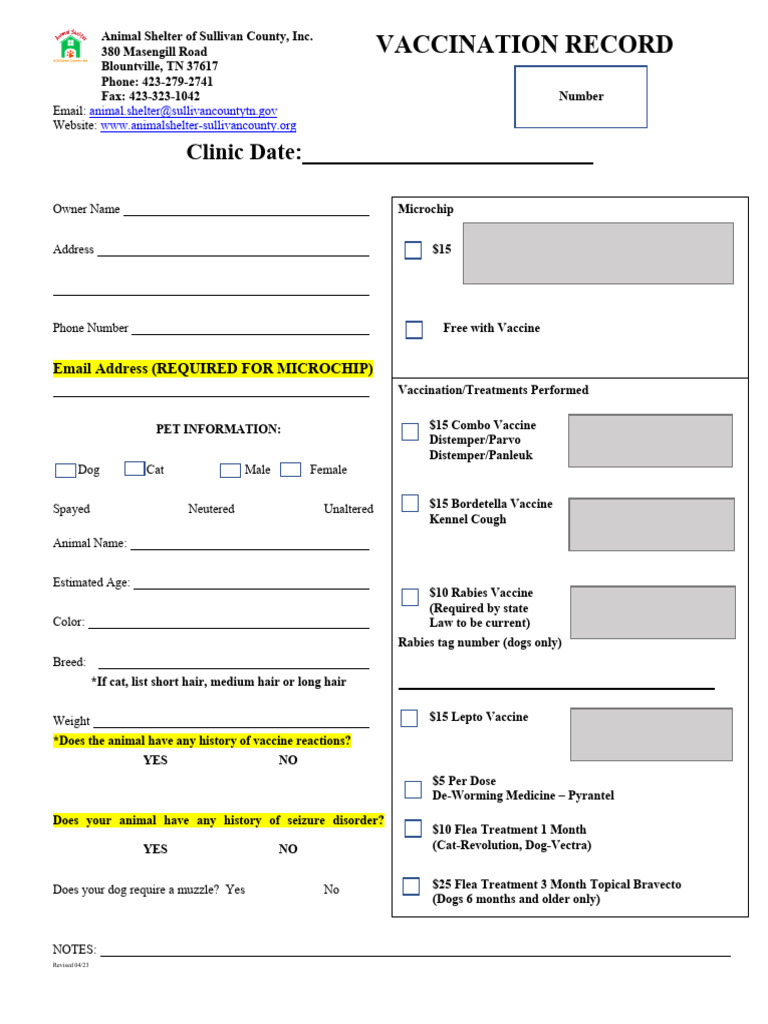 Vaccine Clinic Form | PDF