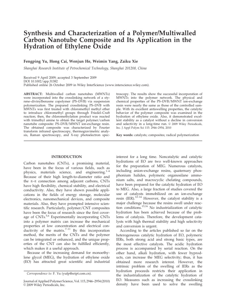 Yu 等。 - 2010 - Synthesis and characterization of a polymermultiw | PDF