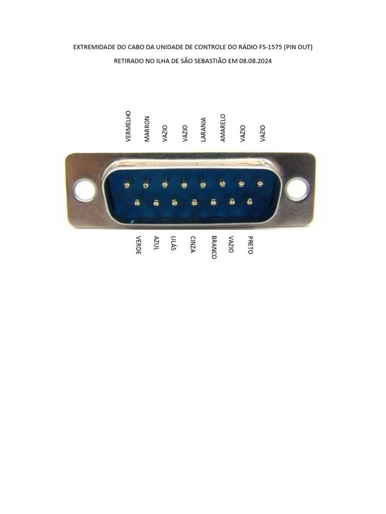 Cabo Da Unidade de Controle Do FS-1575 DB-15 (Pin Out) | PDF