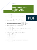 Sample Paper - 2010 Class - XII Subject - Maths: A X X X X F