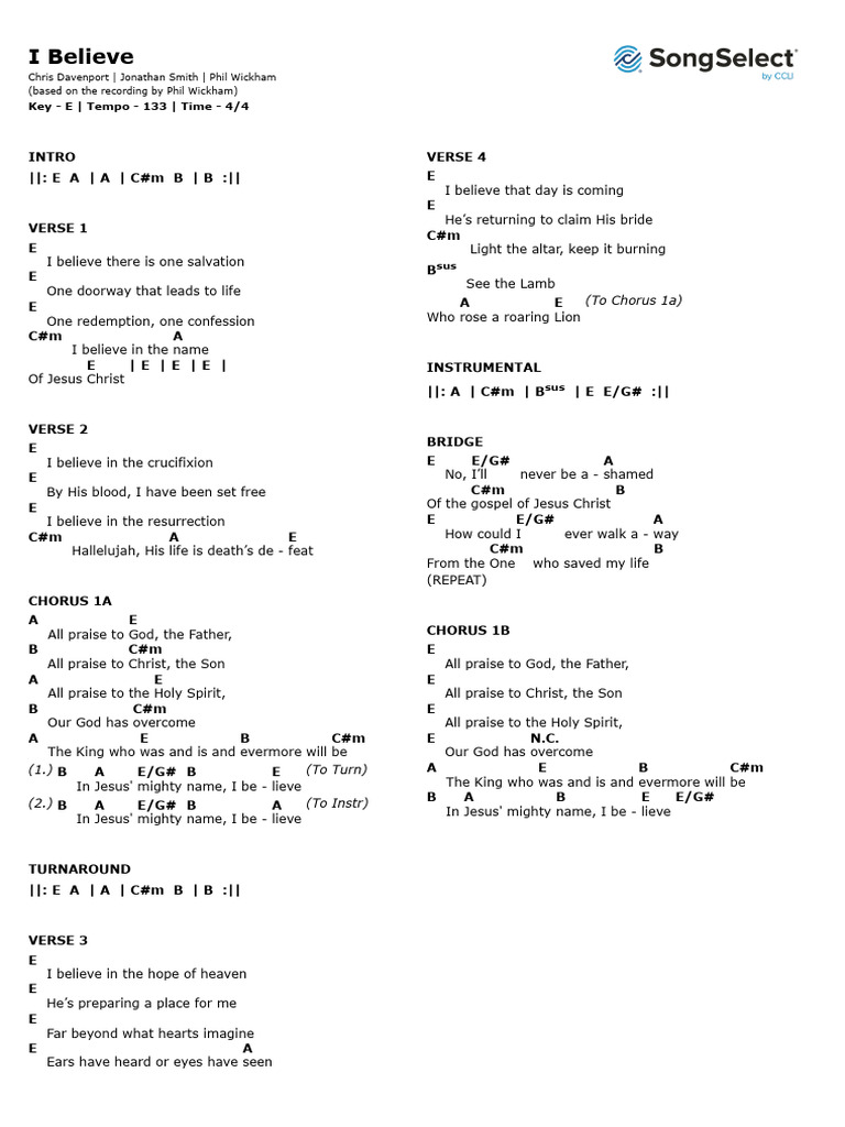 I Believe-chords-E | PDF