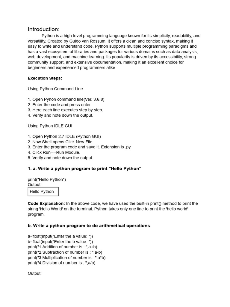 Python Lab Programs | PDF