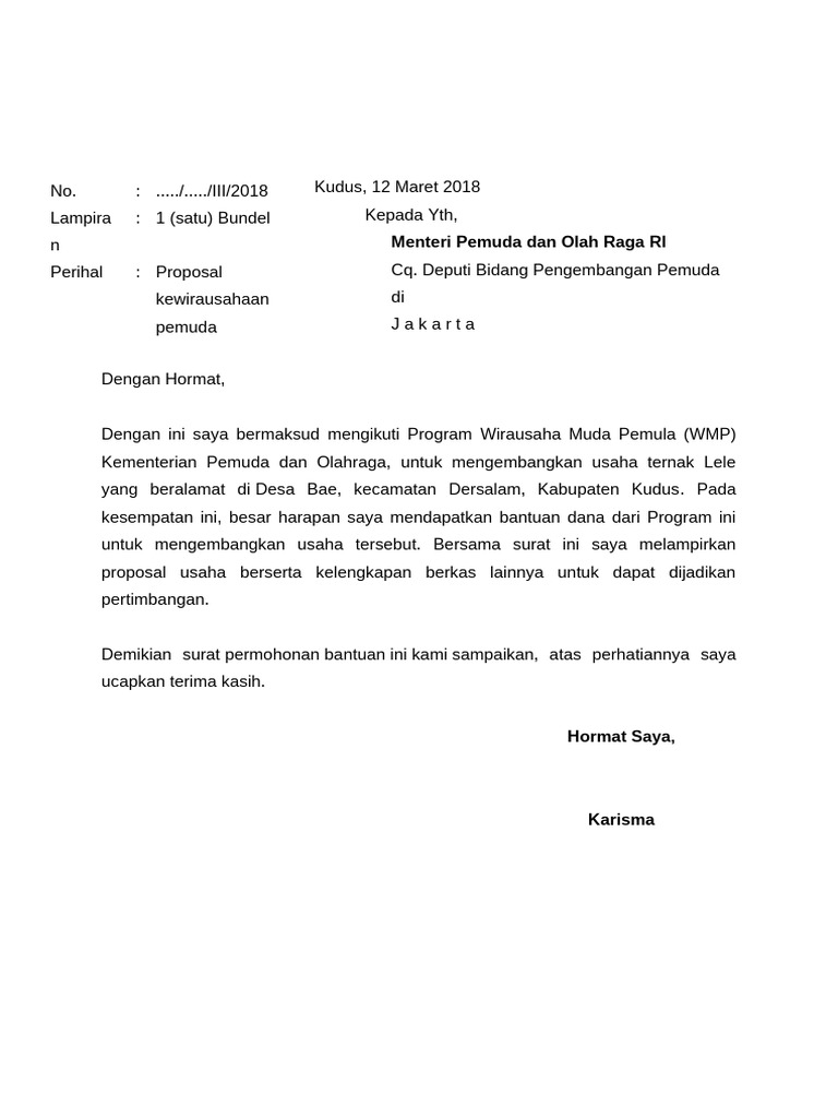 Contoh Surat Pengantar Proposal | PDF