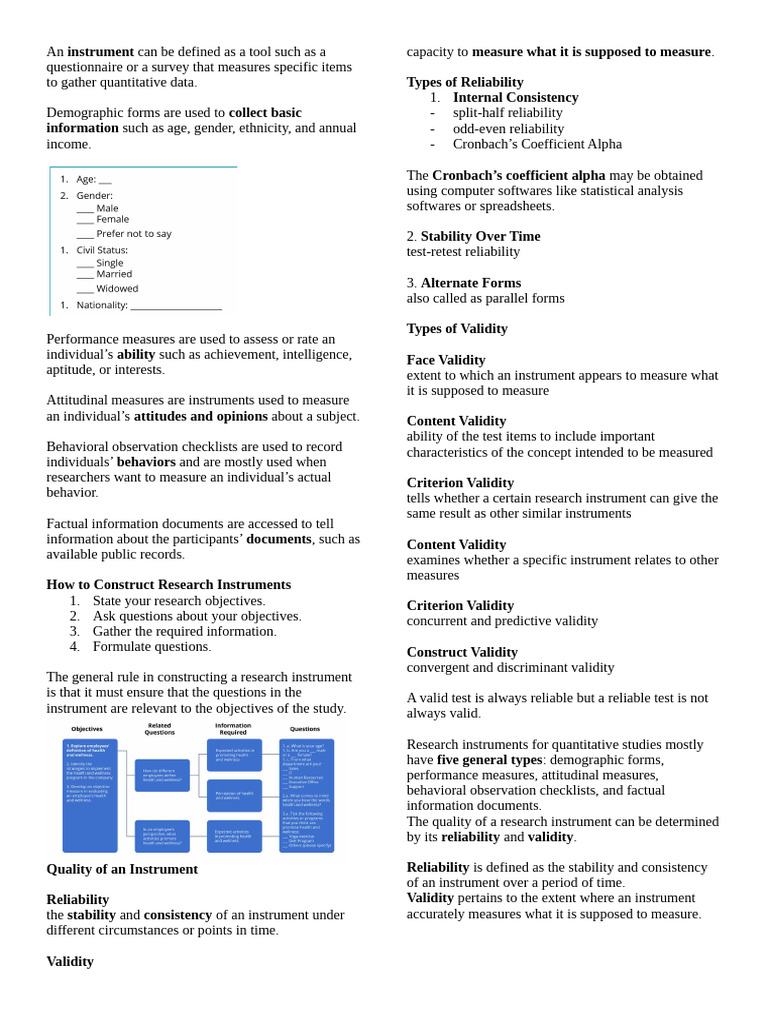 An Instrument Can Be Defined As A Tool Such As A Questionnaire or A ...