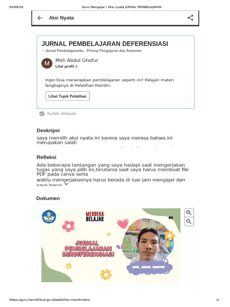 Guru Mengajar - Aksi Nyata JURNAL PEMBELAJARAN DEFERENSIASI Acc | PDF ...