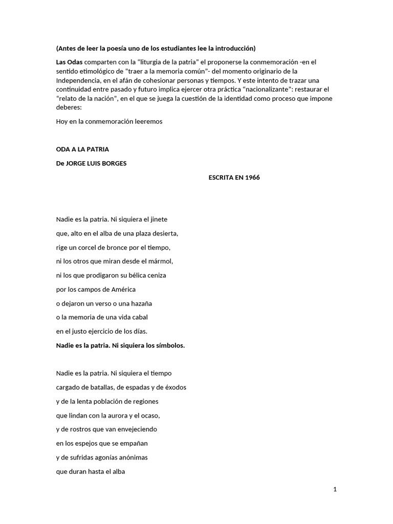 Oda A La Patria | PDF