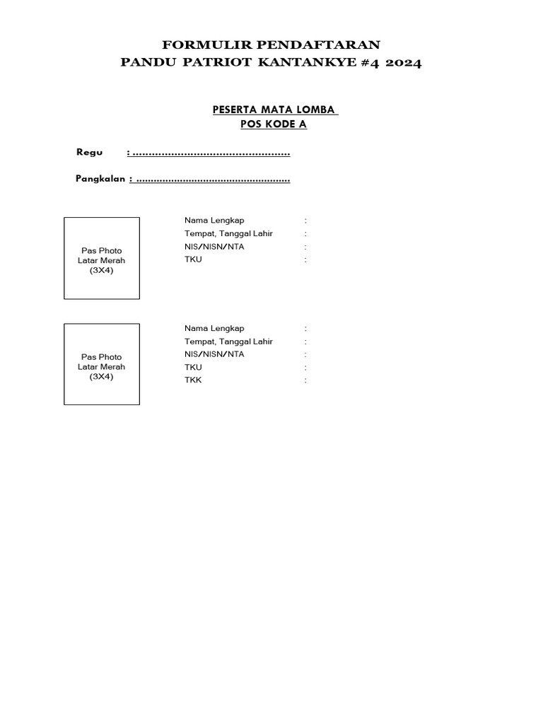 Registration Form P2K | PDF