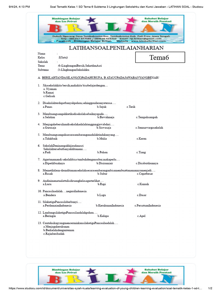 Asah Kemampuan Siswa Kelas 1