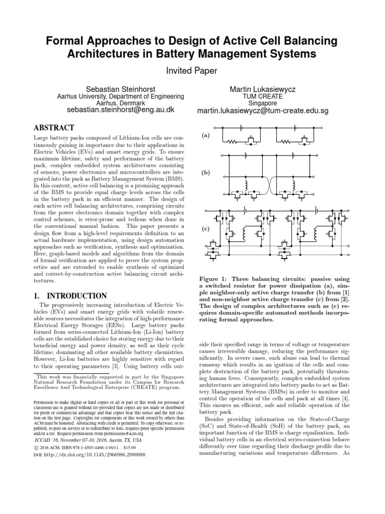 Formal Approaches To Design of Active Cell Balancing Architectures in ...