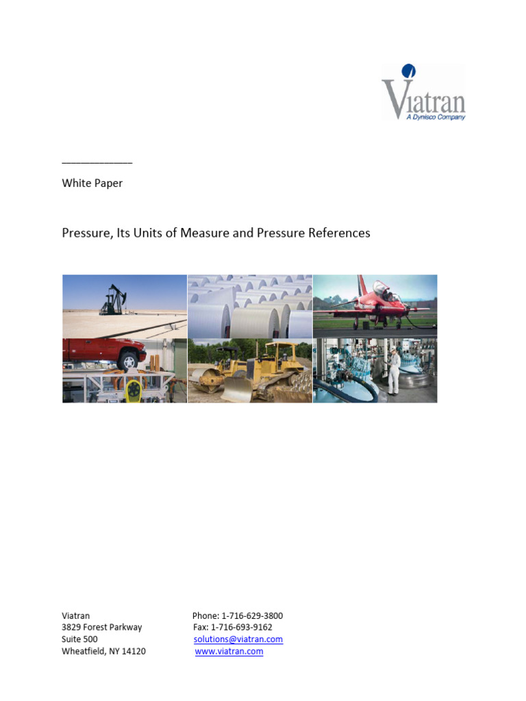 Pressure Its Units of Measure and Pressure References White Paper | PDF ...