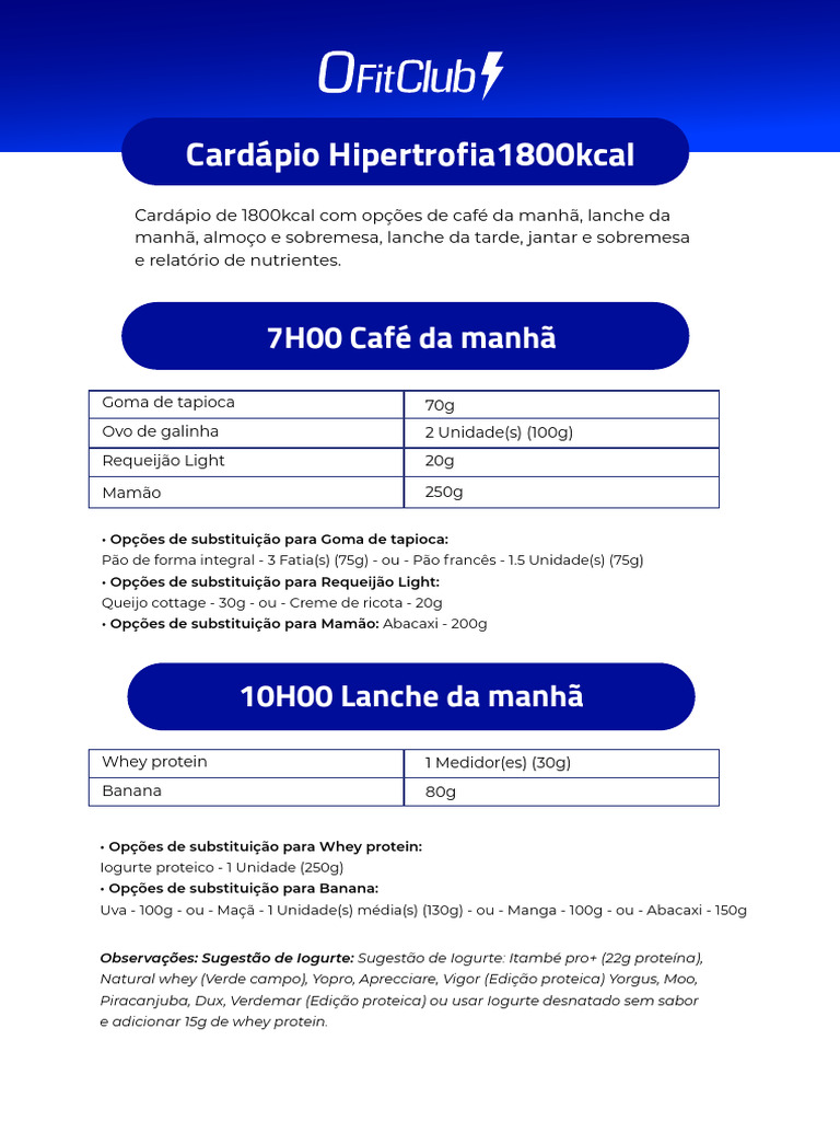 CardpioHipertrofia1800kcal BLQXGCLB | PDF