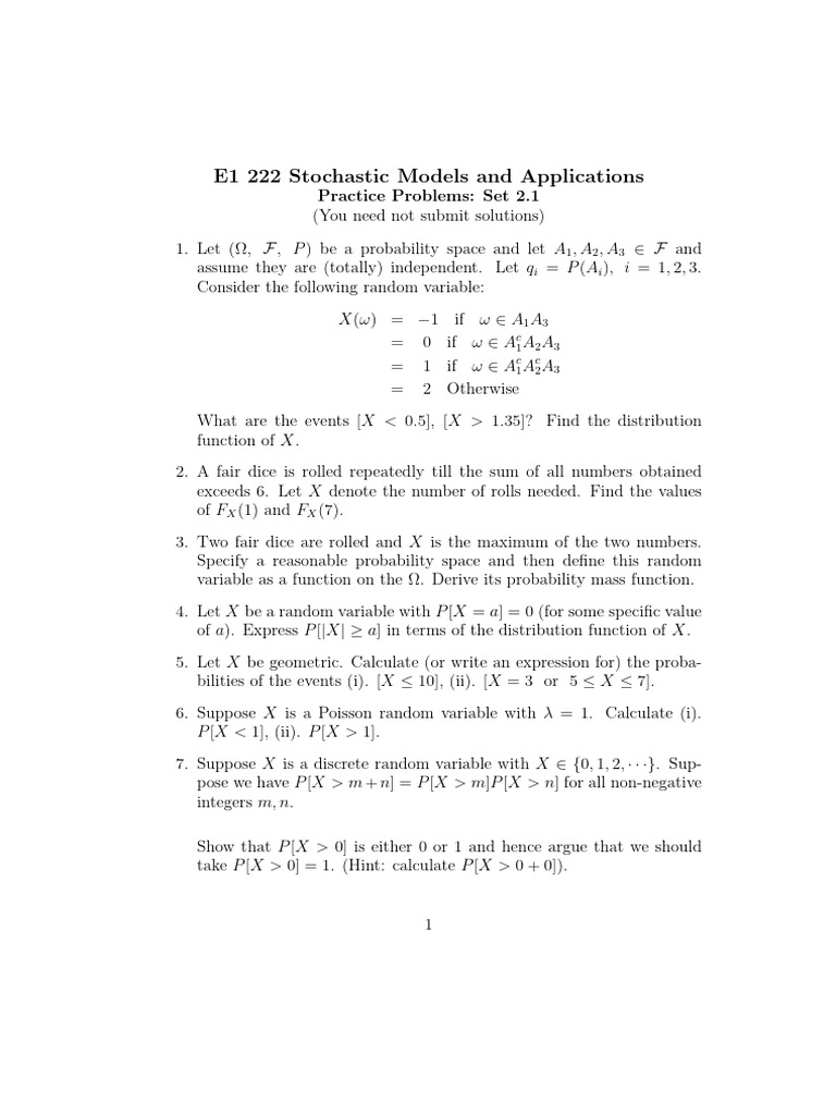 Problem Sheet 2 1 Pdf