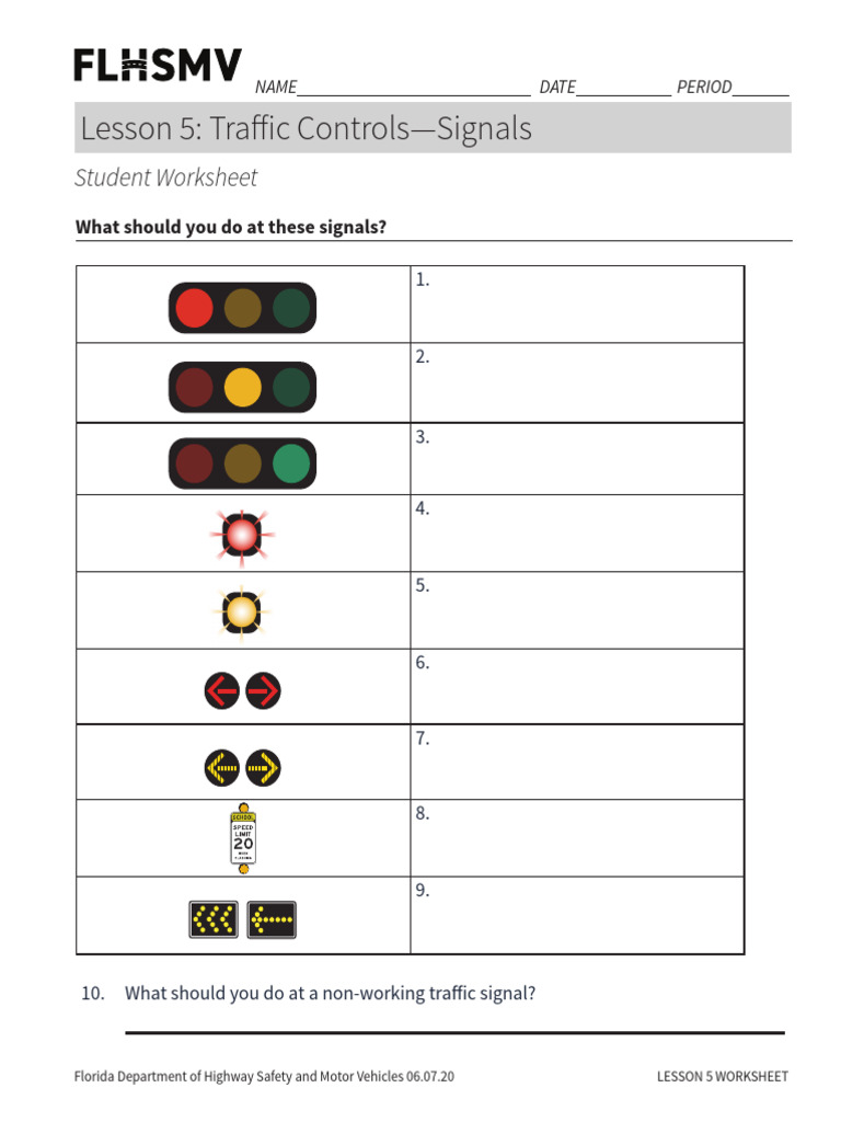DMV LP Worksheet Lesson 5 | PDF