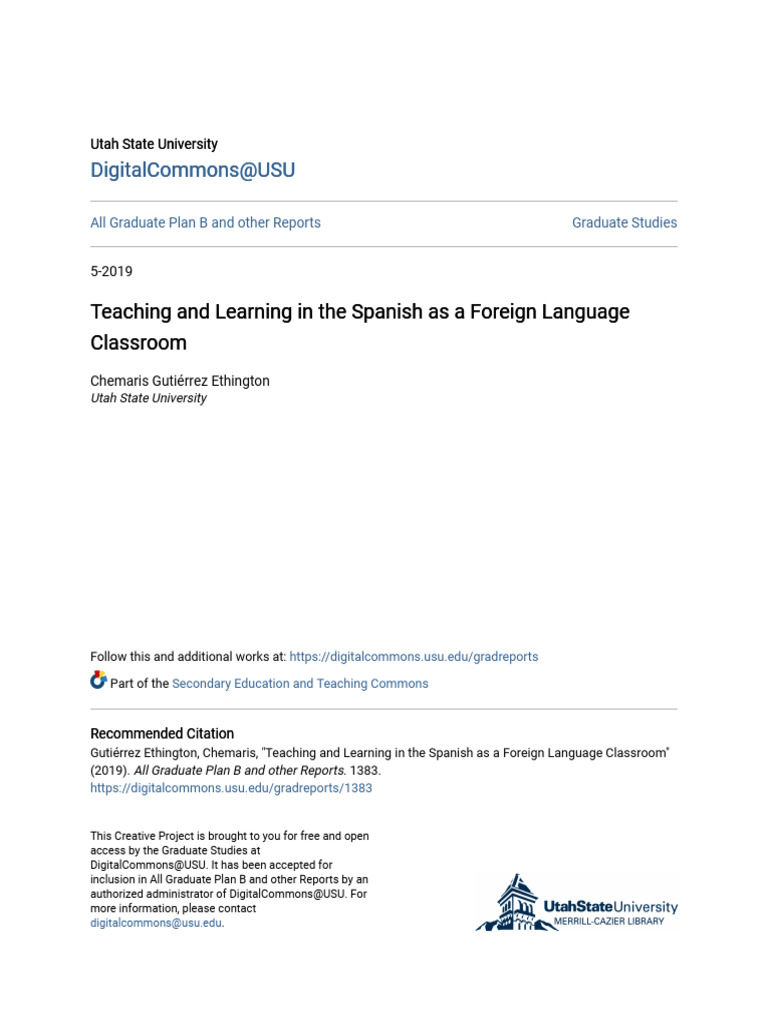Teaching and Learning in The Spanish As A Foreign Language Classr | PDF | Second Language ...