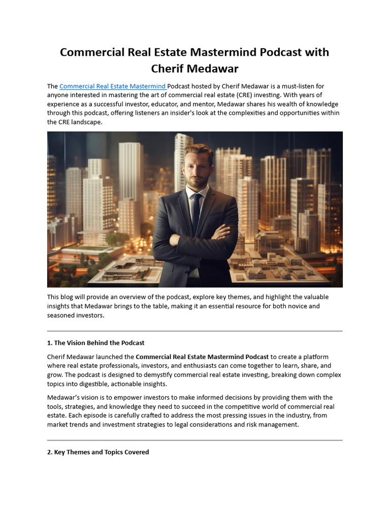 Commercial Real Estate Mastermind Podcast With Cherif Medawar | PDF ...