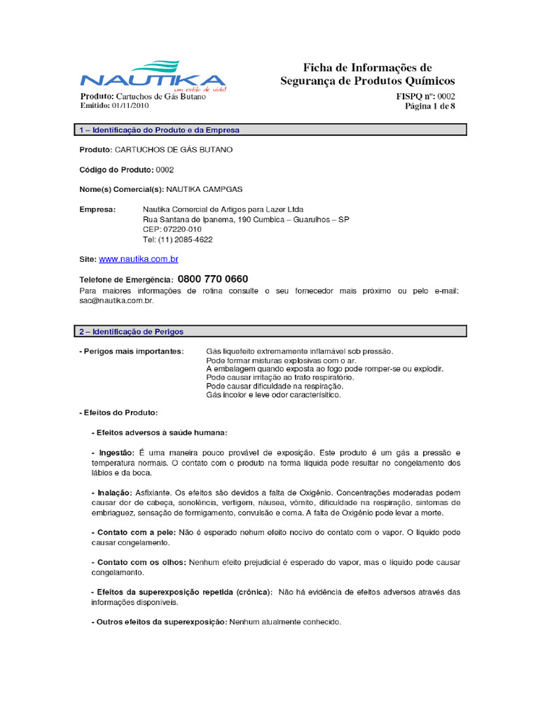 Fispq - Cartucho de Gás Butano NTK | PDF
