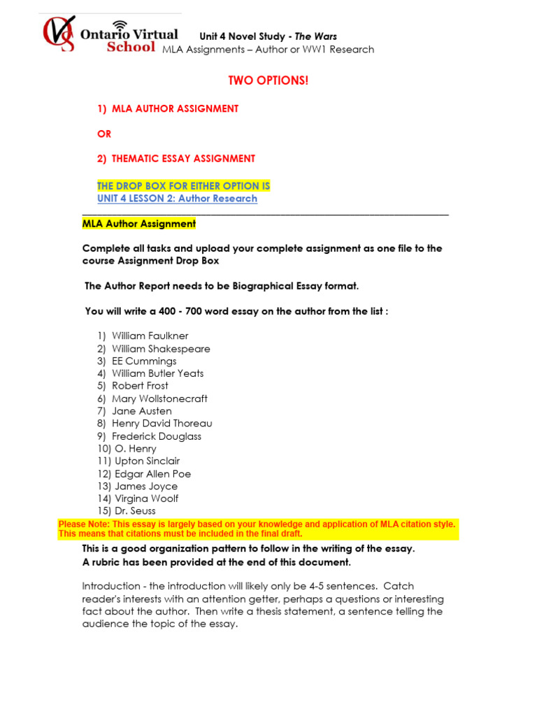 U4L2 MLA Research Assignment | PDF