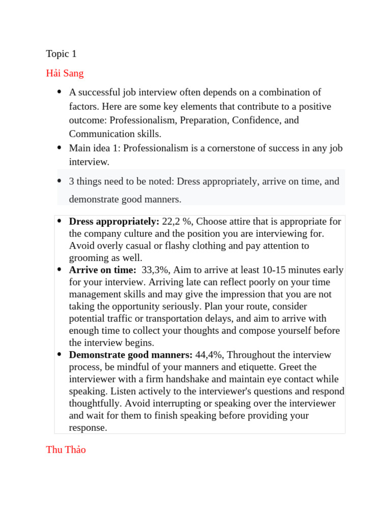 ND Topic 1 | PDF | Job Interview | Communication