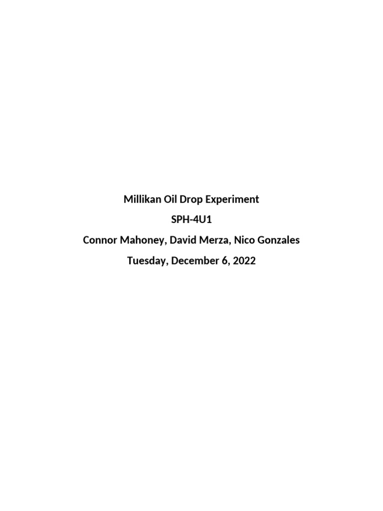 Millikan Oil Drop | PDF
