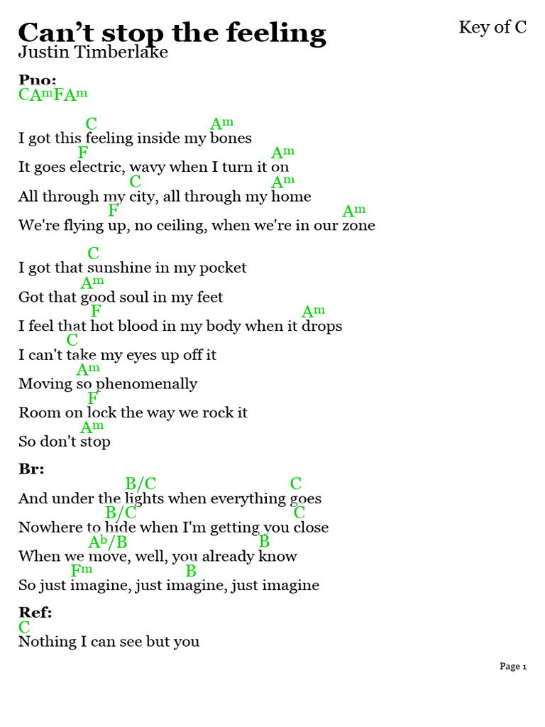 Can't Stop The Feeling | PDF