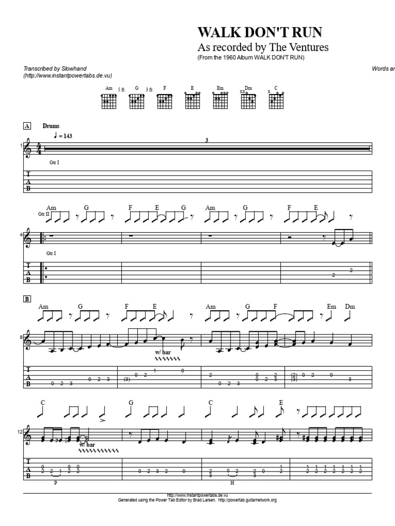 Walk Dont Run Tab | PDF