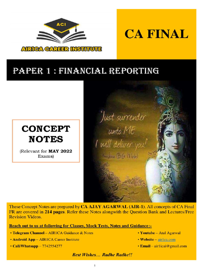 FR Concept Notes by Ajay Agarwal @mission - CA - Final | PDF