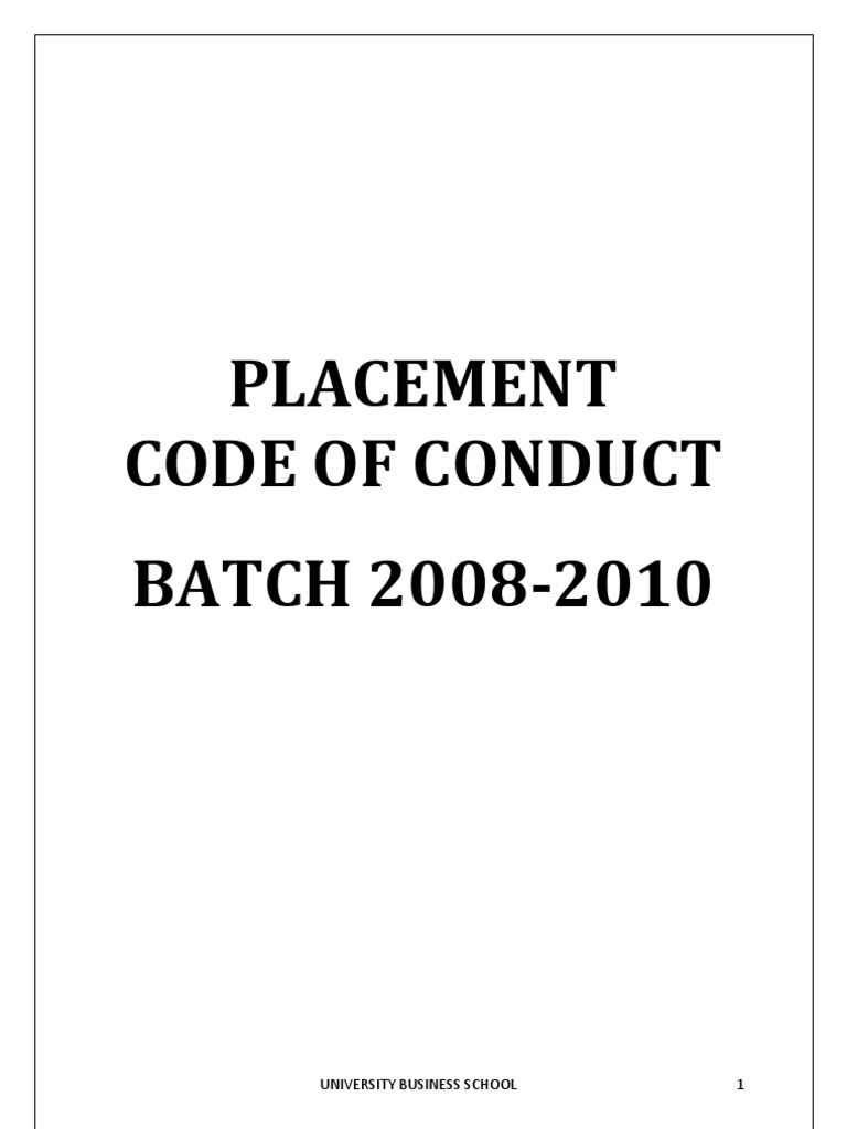 UBS Placement Code of Conduct 2008-2010 | PDF | Ubs | Freedom Of ...