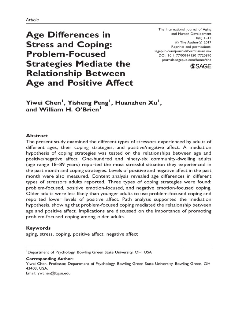 Age Difference in Stress Coping | PDF