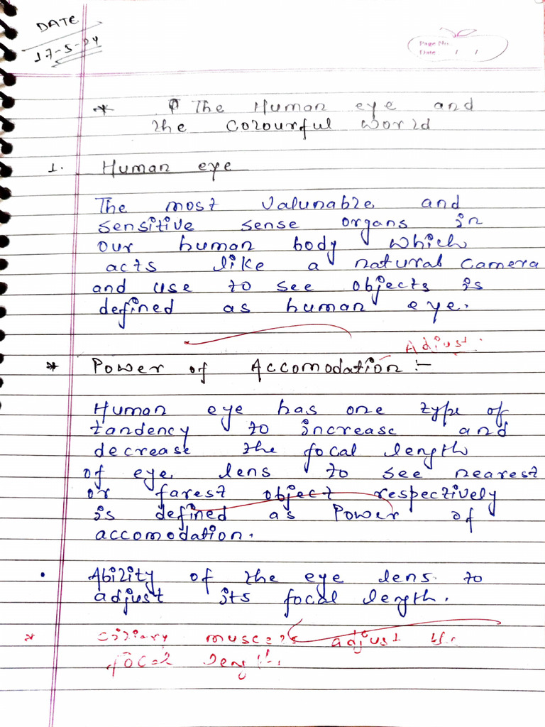 Classs 10 Science Notes Pdf Light Eye
