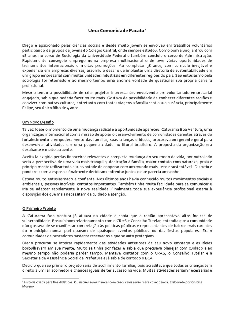 Uma Comunidade Pacata | PDF