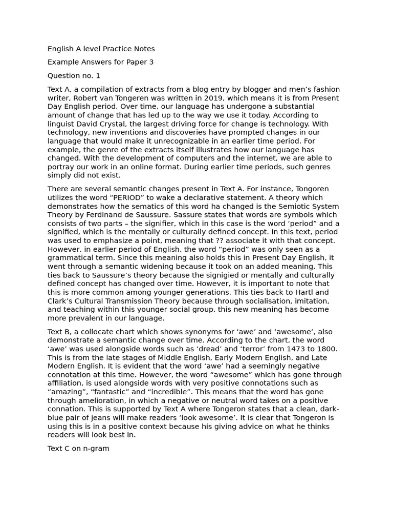 English a level practice notes pdf