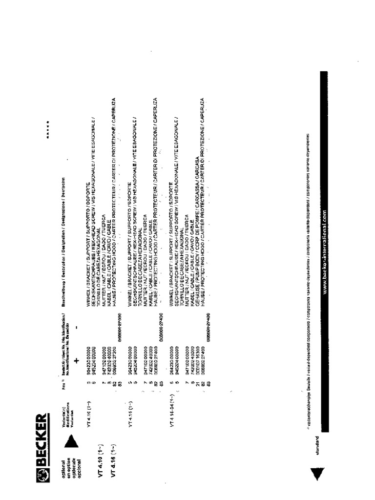 Parts Info - Becker VT 4.10-4.16 | PDF